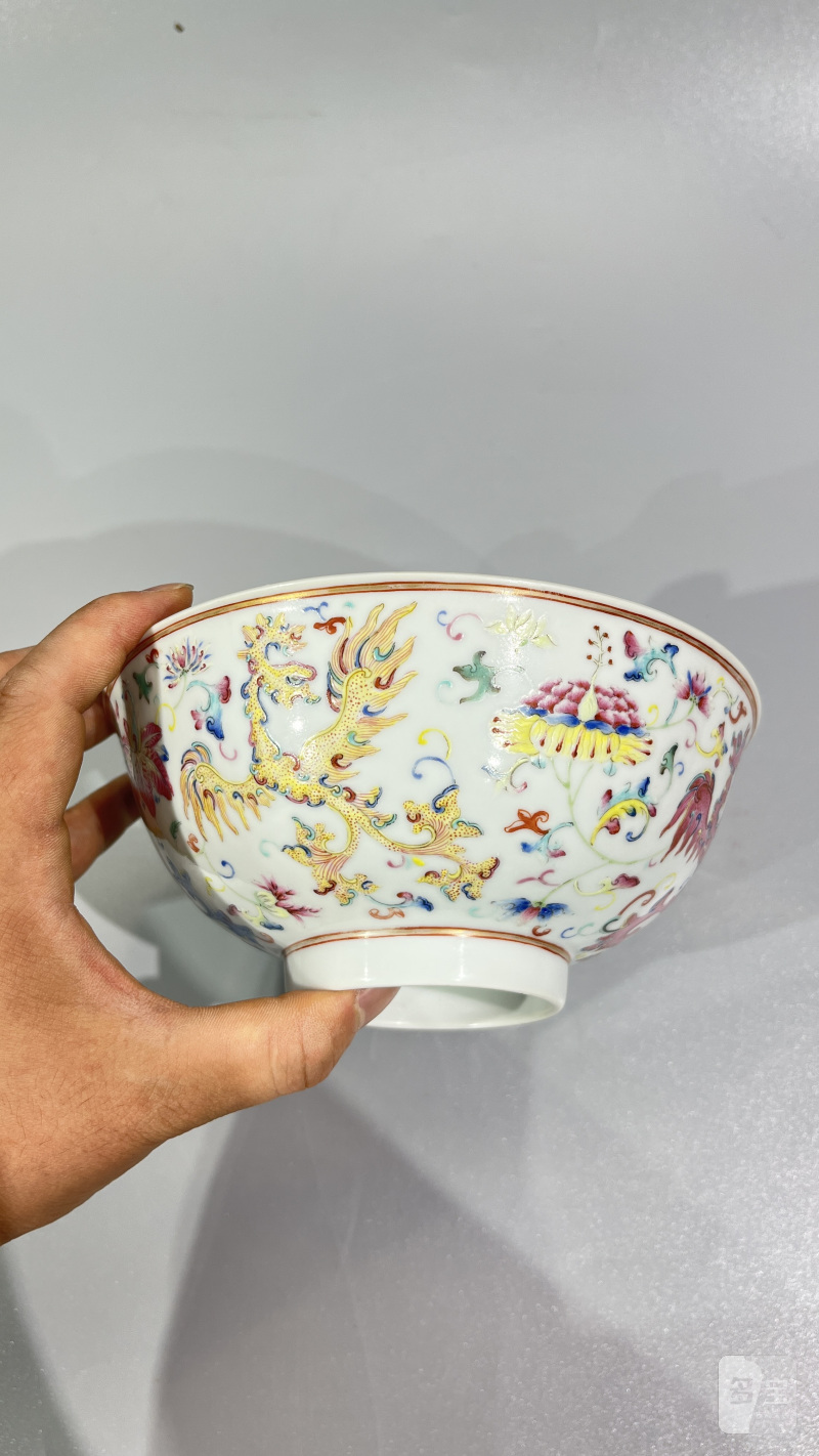 清光绪 粉彩夔凤穿花纹碗 - 图6